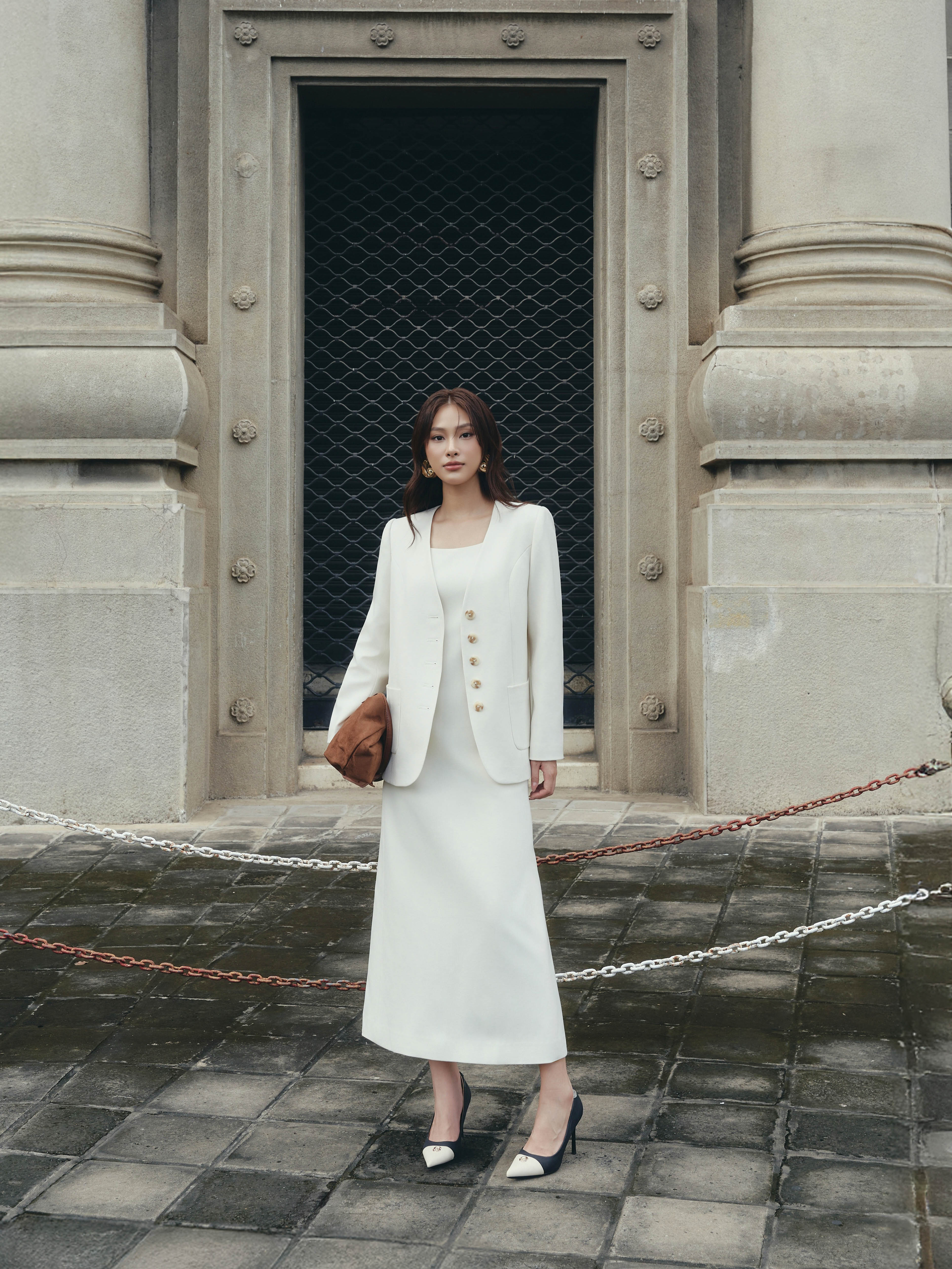 Áo vest cổ tim 2 túi ốp trước_V.1-3853 + A.3173